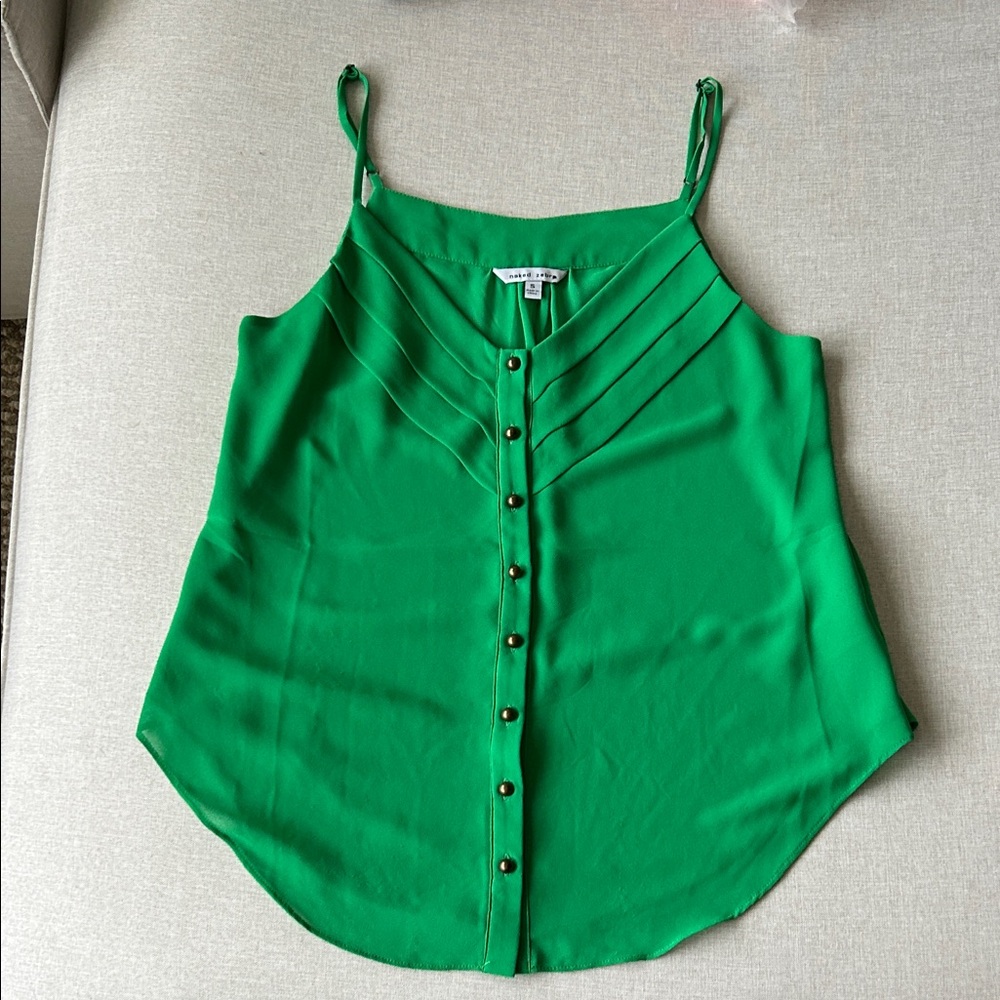 NWOT Naked Zebra Green Sleeveless Swing Tank Top